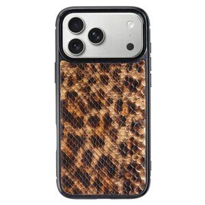 Python Leather iPhone 17 Pro / Pro Max Case • Luxury Exotic • Black Gold